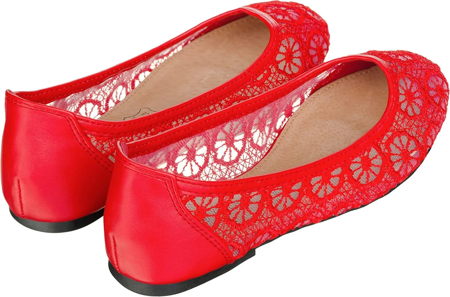 CLOVERLAY Women's Ballet Shoe Floral Breathable Crochet Lace Ballet Flats