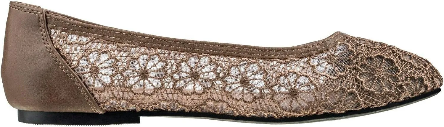 CLOVERLAY Women's Ballet Shoe Floral Breathable Crochet Lace Ballet Flats