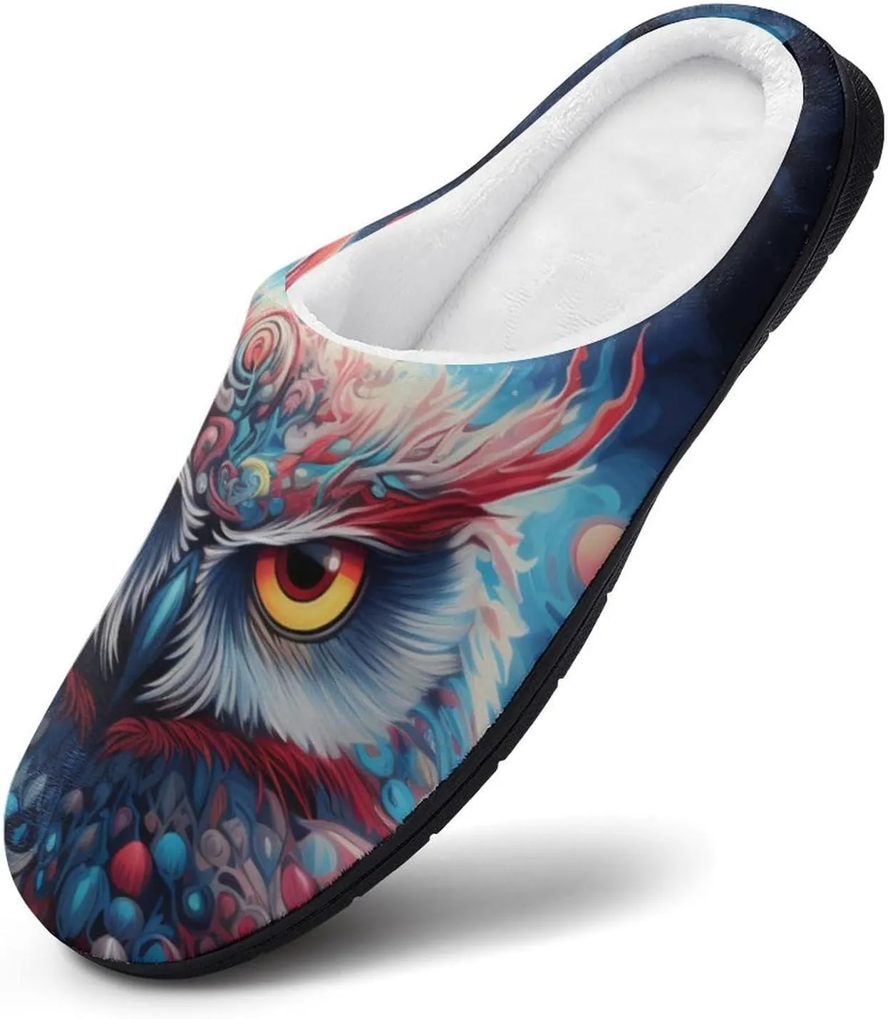 Colorful Owl in The Moonlight Women's Cotton House Slippers Soft Memory Foam Home Shoes Indoor Slip On Shoes