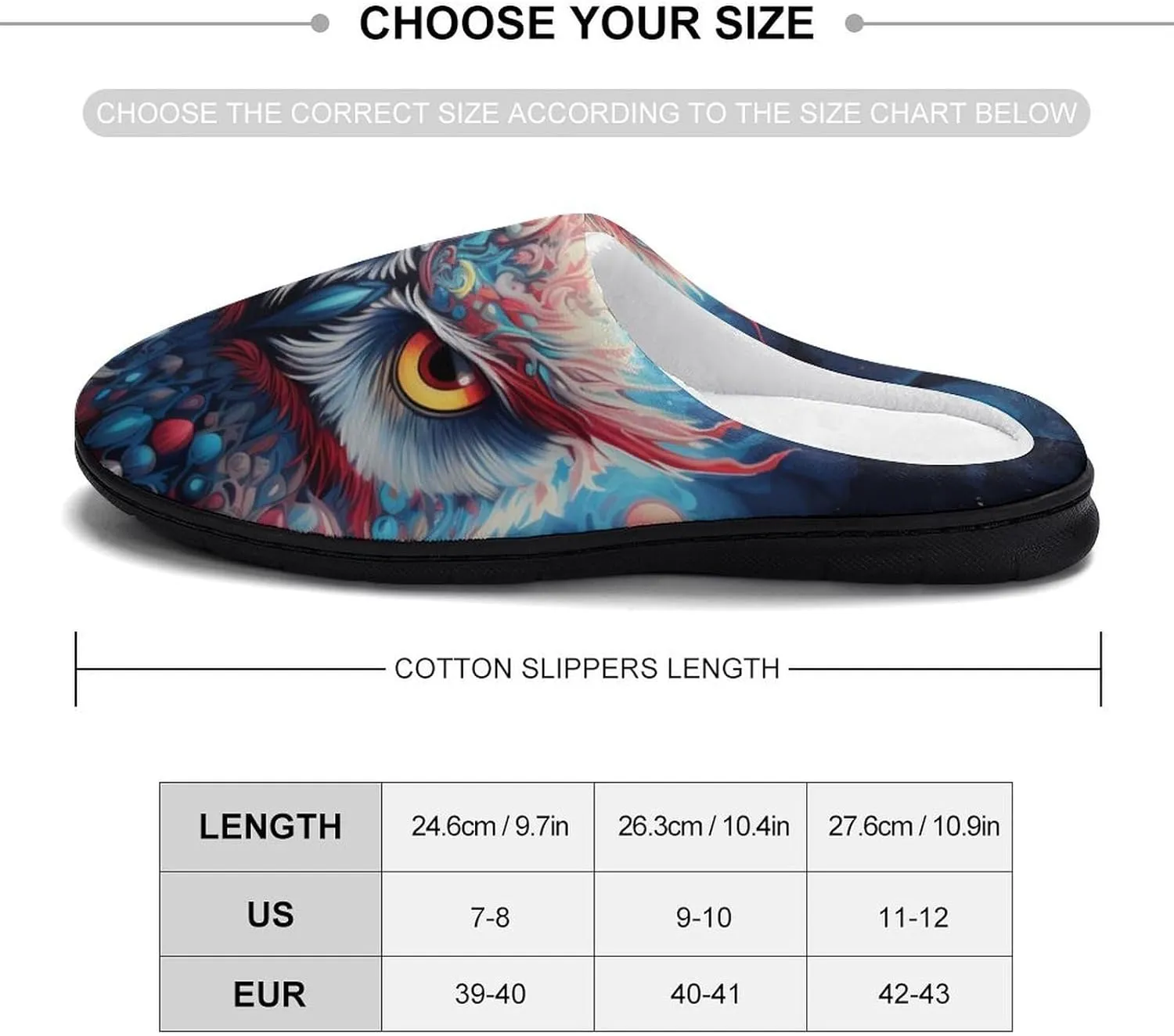 Colorful Owl in The Moonlight Women's Cotton House Slippers Soft Memory Foam Home Shoes Indoor Slip On Shoes