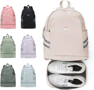 Coofay Small Gym Backpack for Women - Waterproof, Lightweight Travel Sports Gym Bag with Shoe Compartment