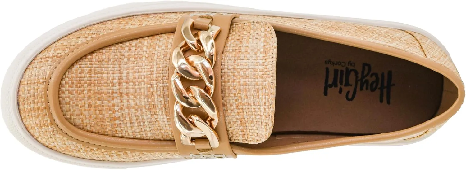 Corkys Footwear Women's Chain Reaction Slip on Fashion Sneaker - Featuring a Chain Detail on The Upper, A Moc Toe, and A Comfortable Insole for All Day Wear - Raffia, Size 11