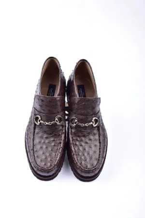 Corrente Brown Men's Full Ostrich Bit Buckle Ankle boot Style-C03021-5786