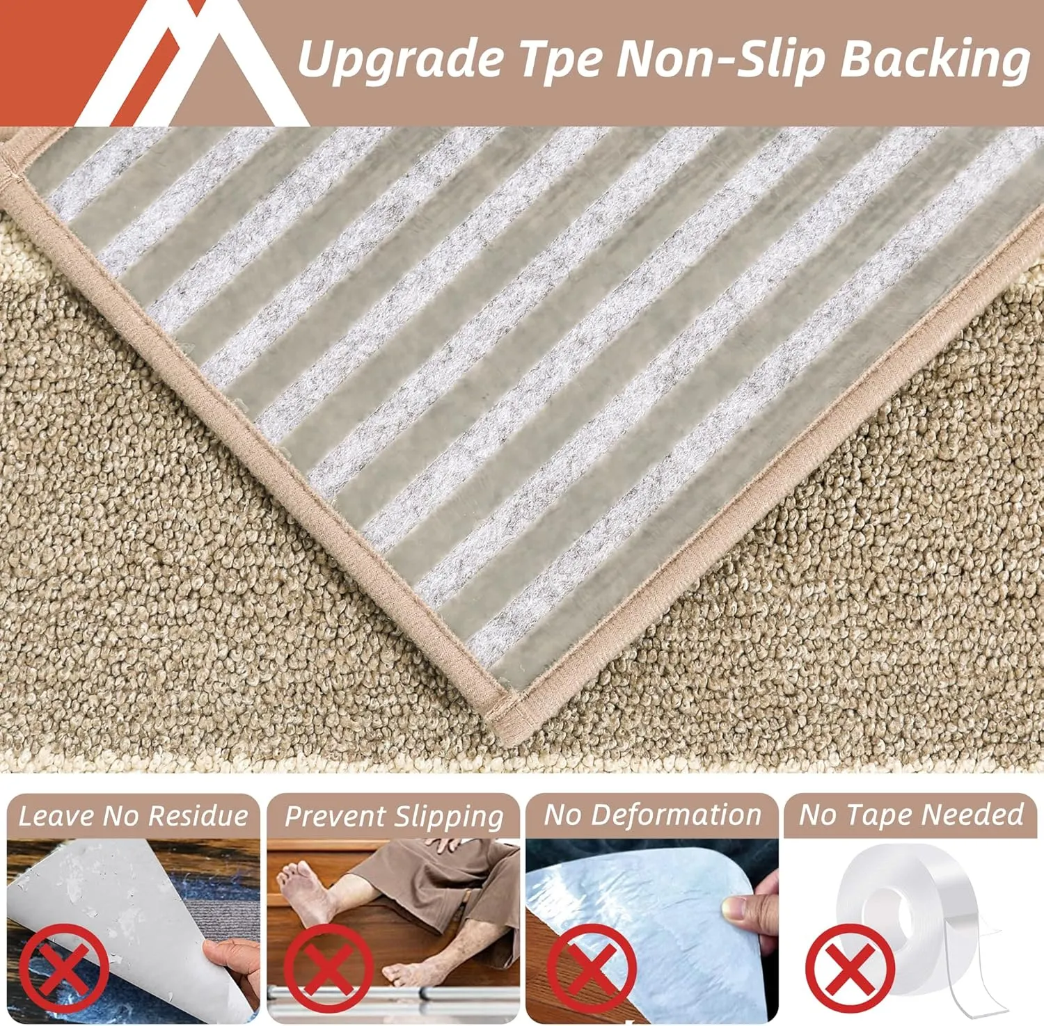 COSY HOMEER Soft Stair Treads Non-Slip Carpet Mat 28inX9in Indoor Stair Runners for Wooden Steps, Stair Rugs for Kids and Dogs, 100% Polyester TPE Backing 7pcs,Beige,Square