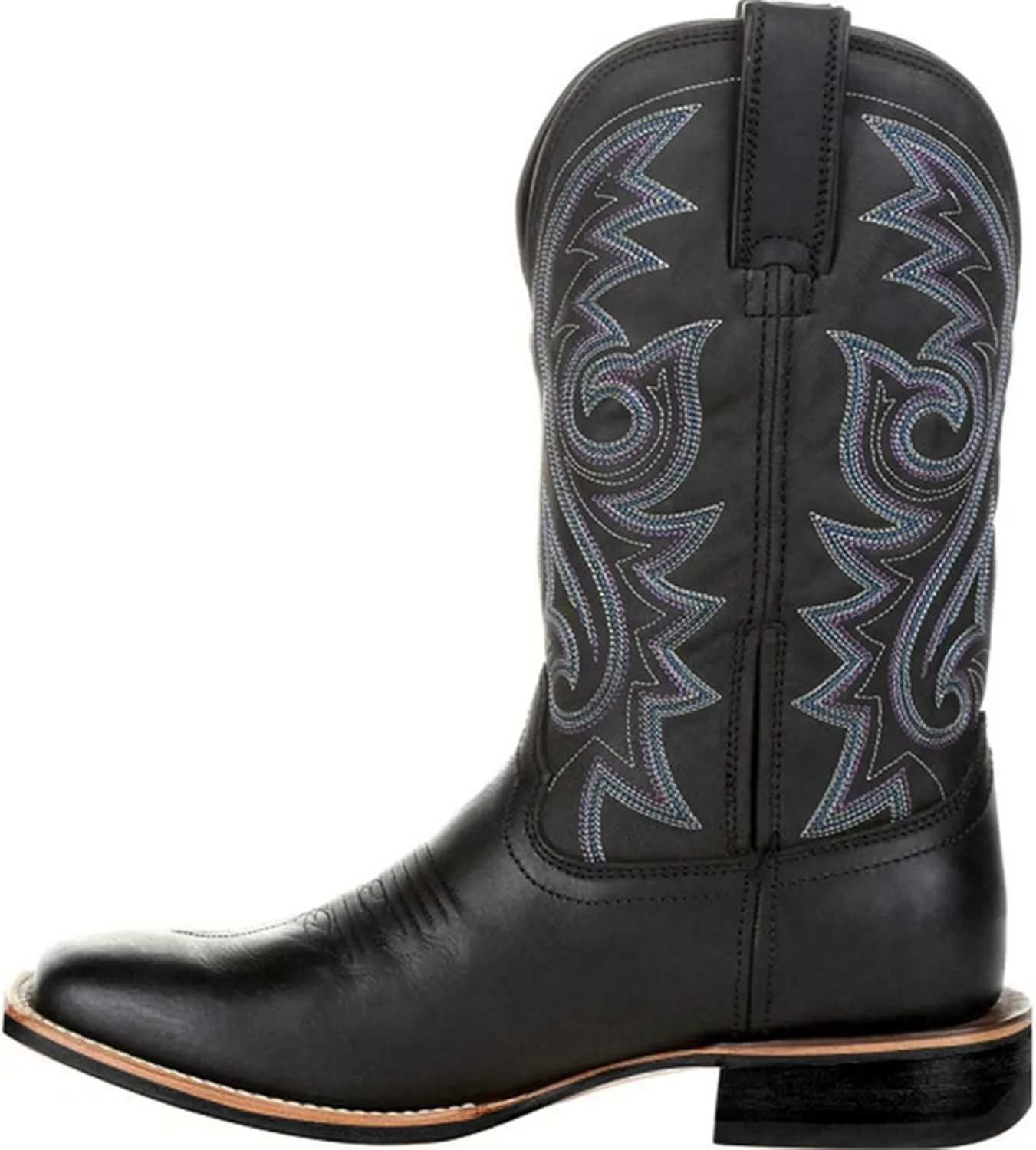 Cowboy Boots for Men,Leather Retro Embroidered Middle Tube Thick Soled Lightweight Durable Country Western Boots for Men