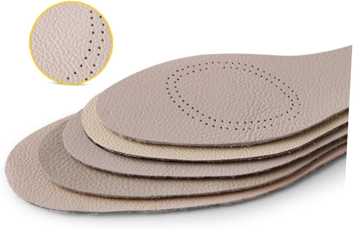 Cowhide Leather Insoles Breathable Latex Sports Shoe Pads Size 37/38 Double-Sided Air Holes Full Padding