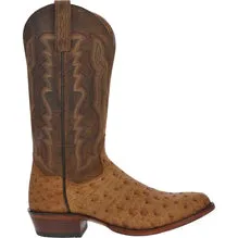 DAN POST GEHRIG FULL QUILL OSTRICH BOOT - SADDLE