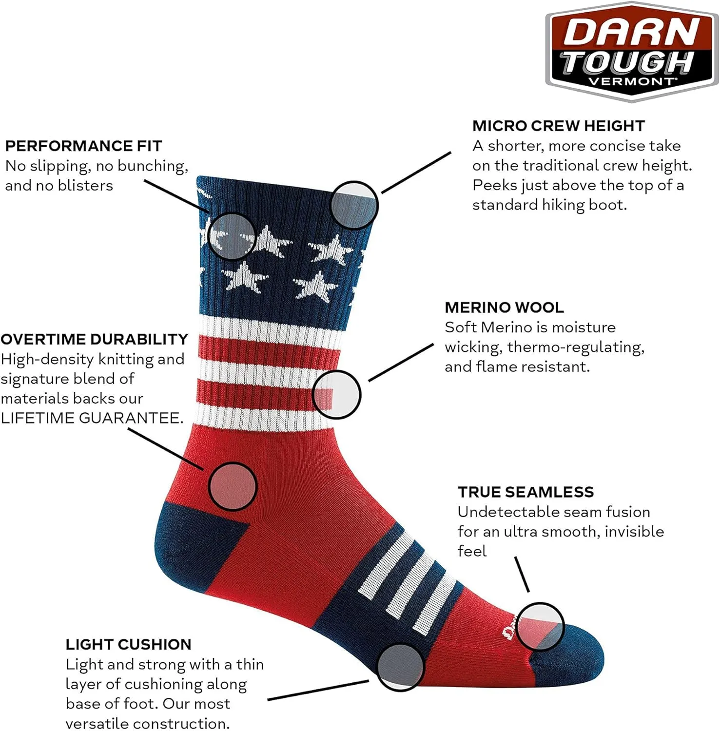 Darn Tough Captain Stripe Micro Crew Lightweight Sock with Cushion - Men's
