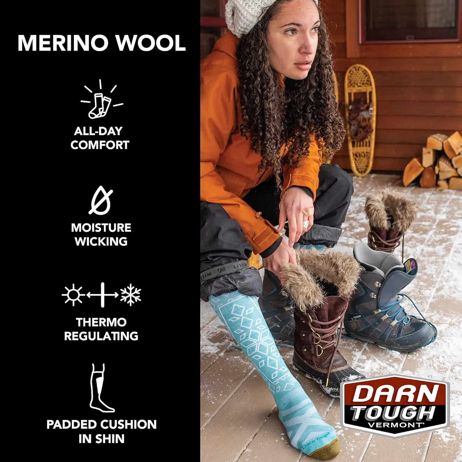 Darn Tough Women's Traverse OTC Lightweight with Padded Shin Ski and Snowboard Sock (Style 8022) -