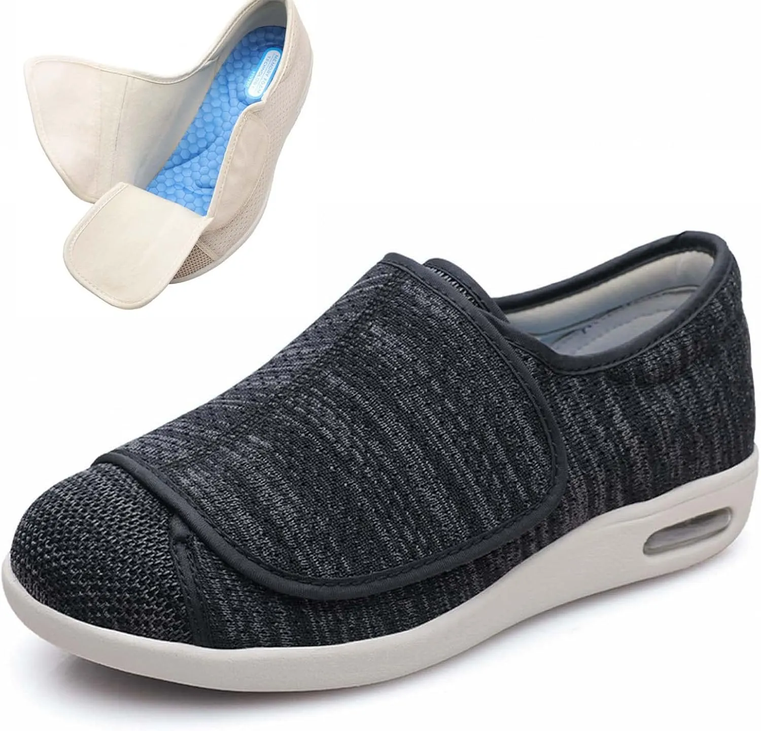 Diabetic Shoes Width Shoe for Elderly Women,Adjustable Closure Lightweight Breathable Swollen Feet Walking Edema Sneakers