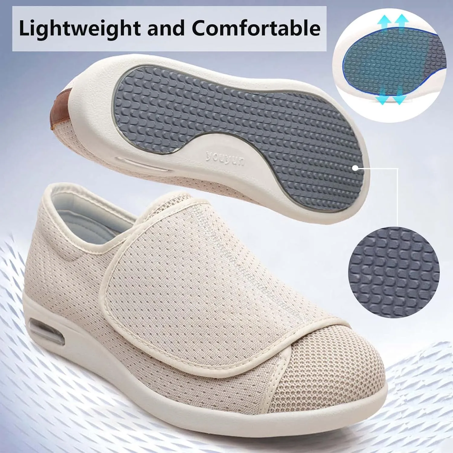 Diabetic Shoes Width Shoe for Elderly Women,Adjustable Closure Lightweight Breathable Swollen Feet Walking Edema Sneakers