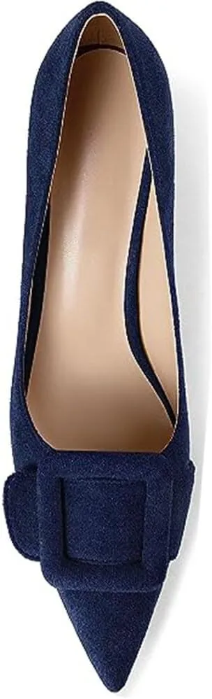 Divanne Pumps Shoes, Women's Stiletto High Heels Buckle Suede Pumps Pointy Toe Slip-On Office Pumps for Party Dress