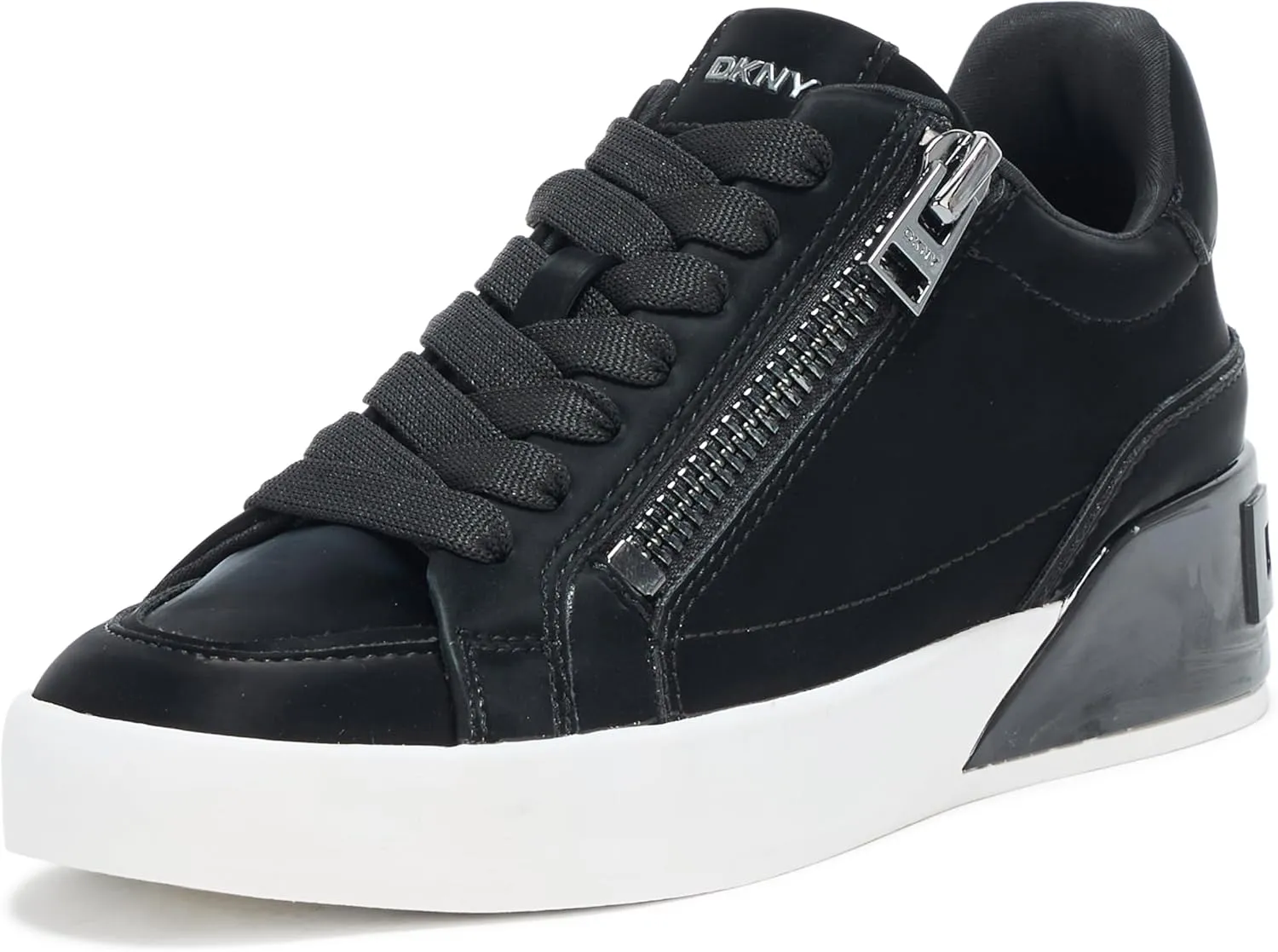 DKNY Women's Mei Everyday Lace Up Sneaker with Side Zipper