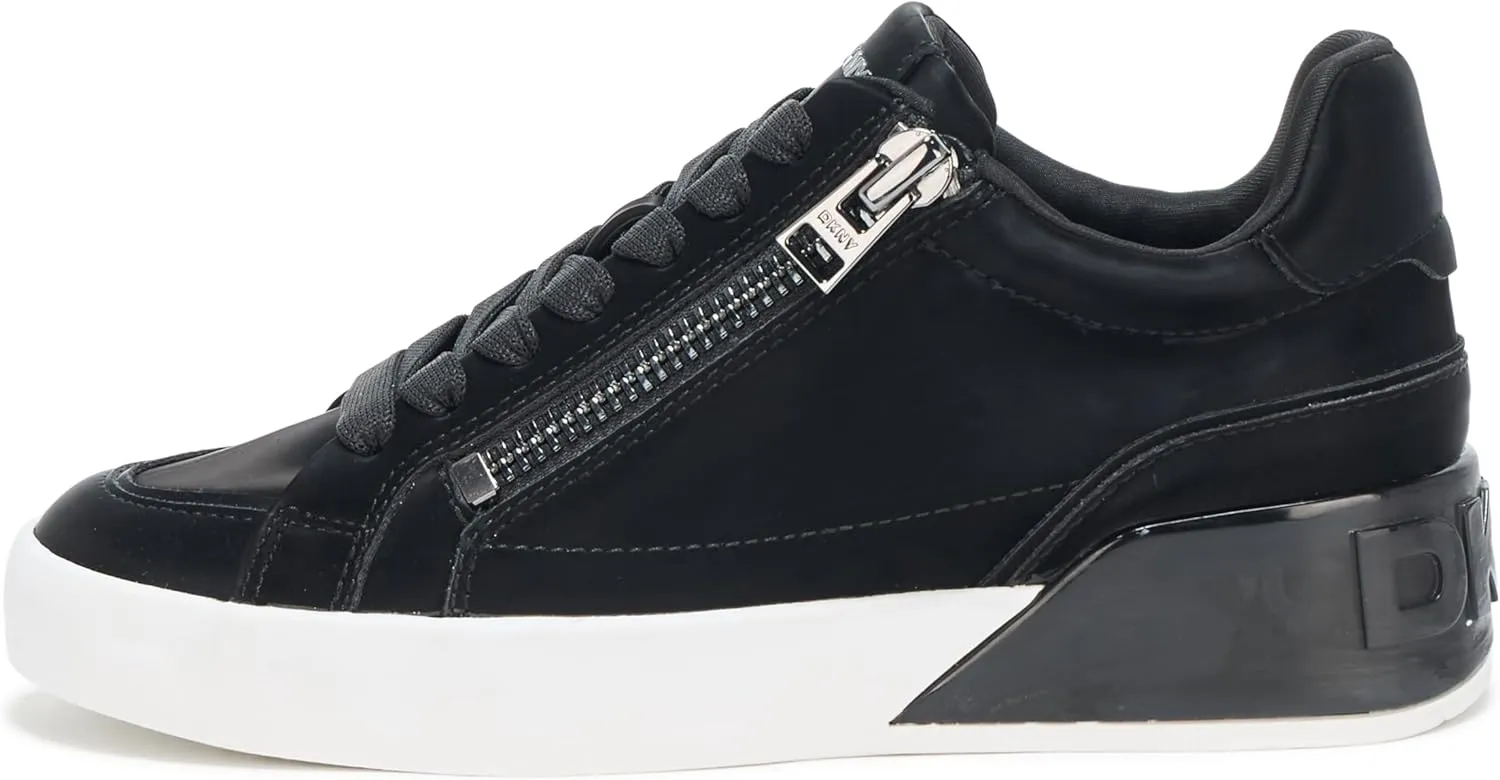 DKNY Women's Mei Everyday Lace Up Sneaker with Side Zipper