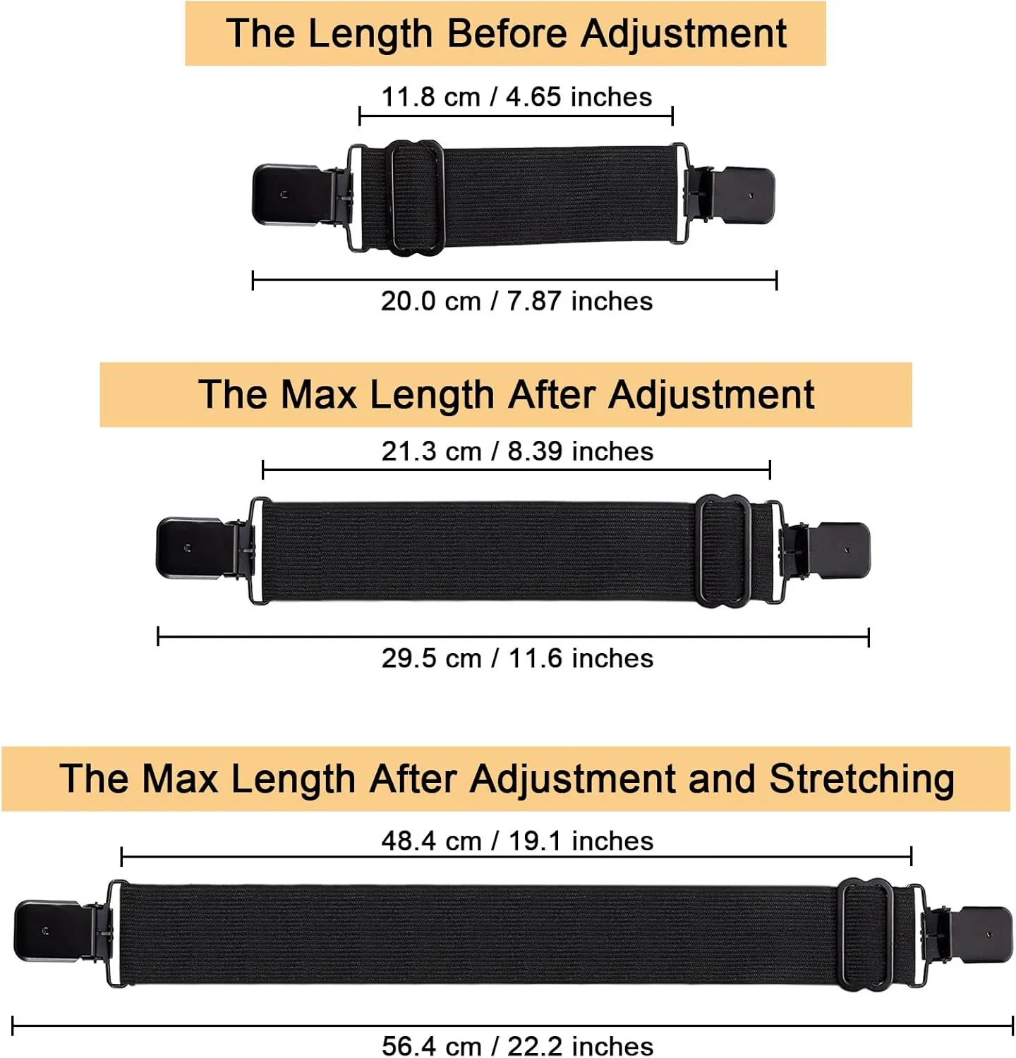 Dream Apparel Elastic Boot Straps Clips Adjustable Pant Clips Stirrups Leg Straps for Biker Women Men Motorcycle Black