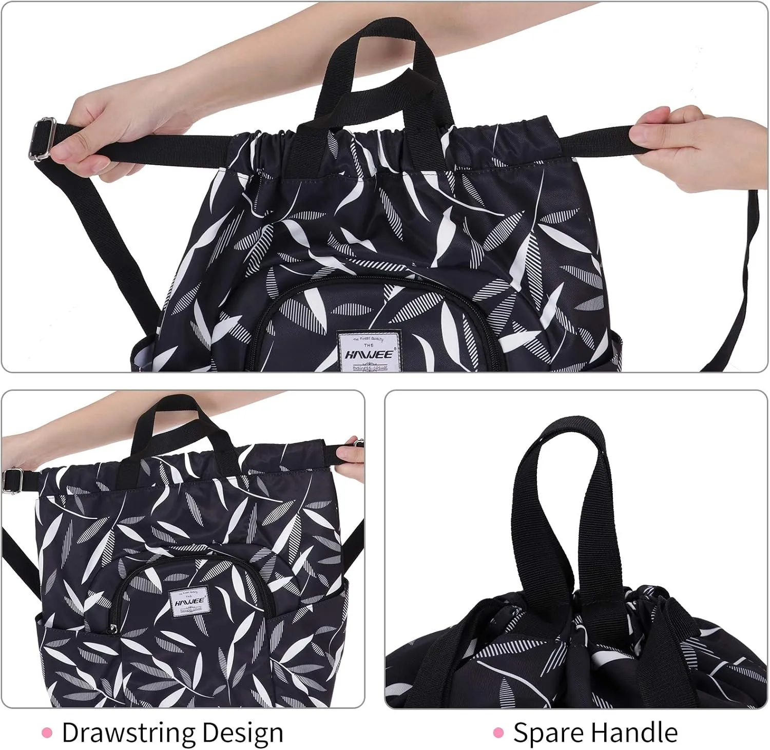 Dry Wet Drawstring Backpack with Shoe Compartment for Women Adjustable Gym Bag
