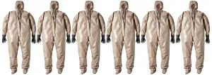 Dupont C3185TTN4X000600 CPF 3 Coverall with Respirator Fit Hood, Attached Dual Layer Gloves, Taped Seam, 4X-Large, Tan (Pack of 6)
