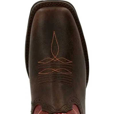 Durango Rebel Women's Crimson Red and Brown Square Toe Cowgirl Boots DRD0408