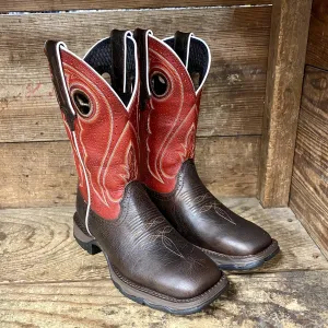 Durango Rebel Women's Crimson Red and Brown Square Toe Cowgirl Boots DRD0408