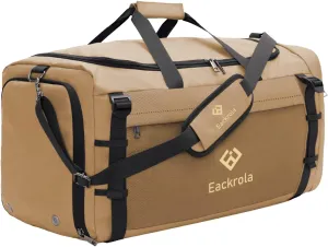 Eackrola Large Sports Gym Bag, Travel Duffel bag with Wet Pocket & Shoes Compartment for men women, 65L, Lightweight