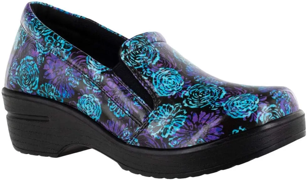 Easy Street womens Leeza Clog, Purple and Blue Batik Patent, 8.5 X-Wide US