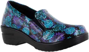 Easy Street womens Leeza Clog, Purple and Blue Batik Patent, 8.5 X-Wide US