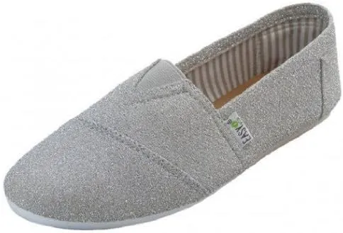 EasySteps Women's Canvas Slip-On Shoes with Padded Insole (10, 308l Silver)
