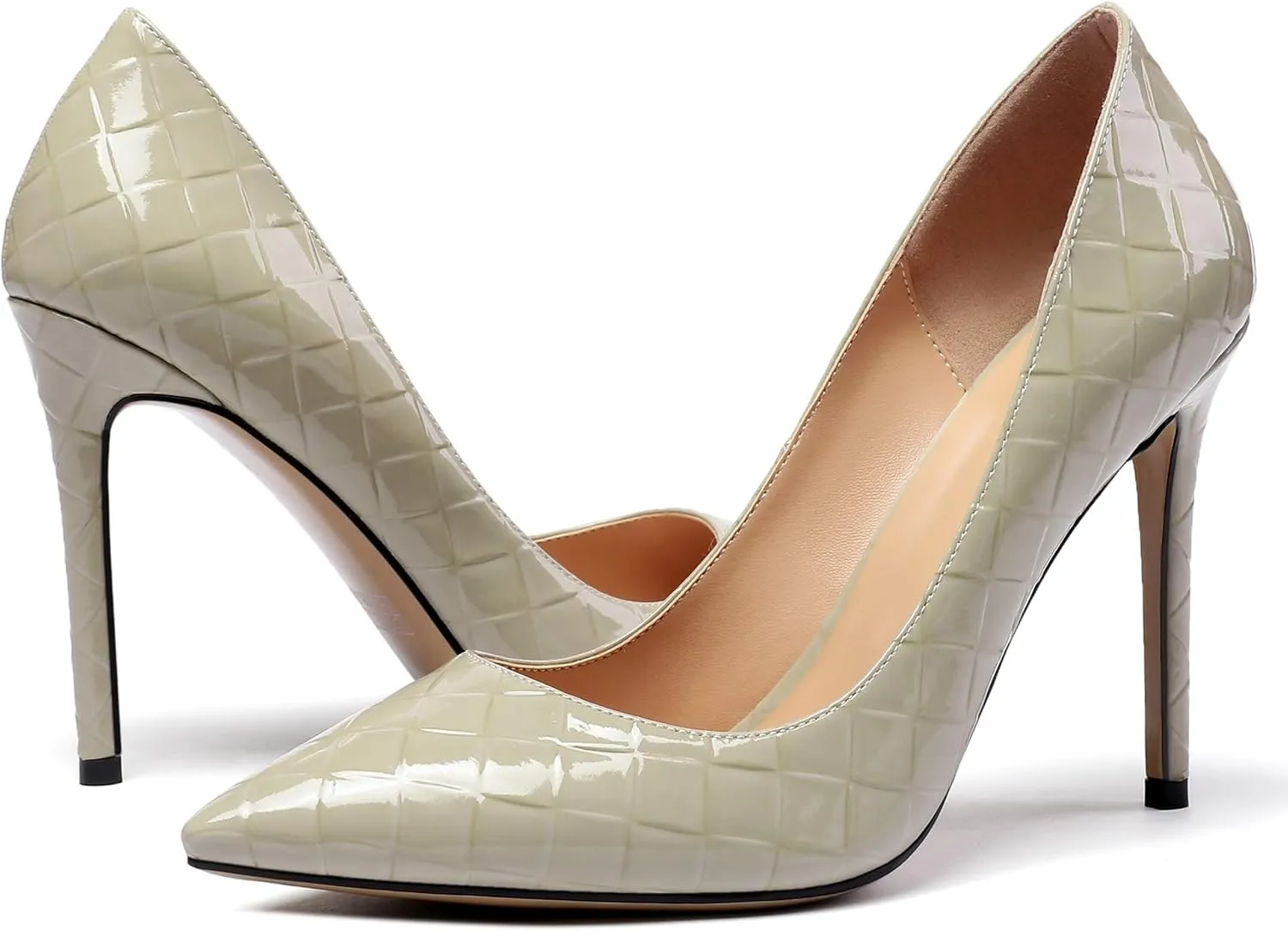 Eldof Women's Classic Dress Pumps Shoes, Sexy Pointed Toe 4" Stiletto High Heels, Office Formal Slip On Size 5-13