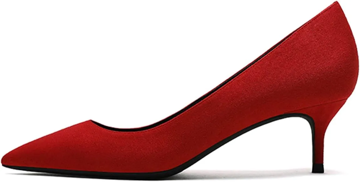Eldof Women's Kitten Heel Pumps Pointed Toe Low Heels Slip on Comfort Pumps 2.6 Inches for Dress Party Office