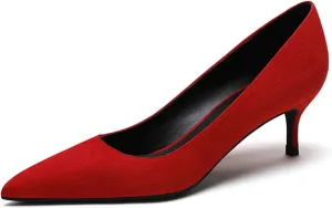 Eldof Women's Kitten Heel Pumps Pointed Toe Low Heels Slip on Comfort Pumps 2.6 Inches for Dress Party Office