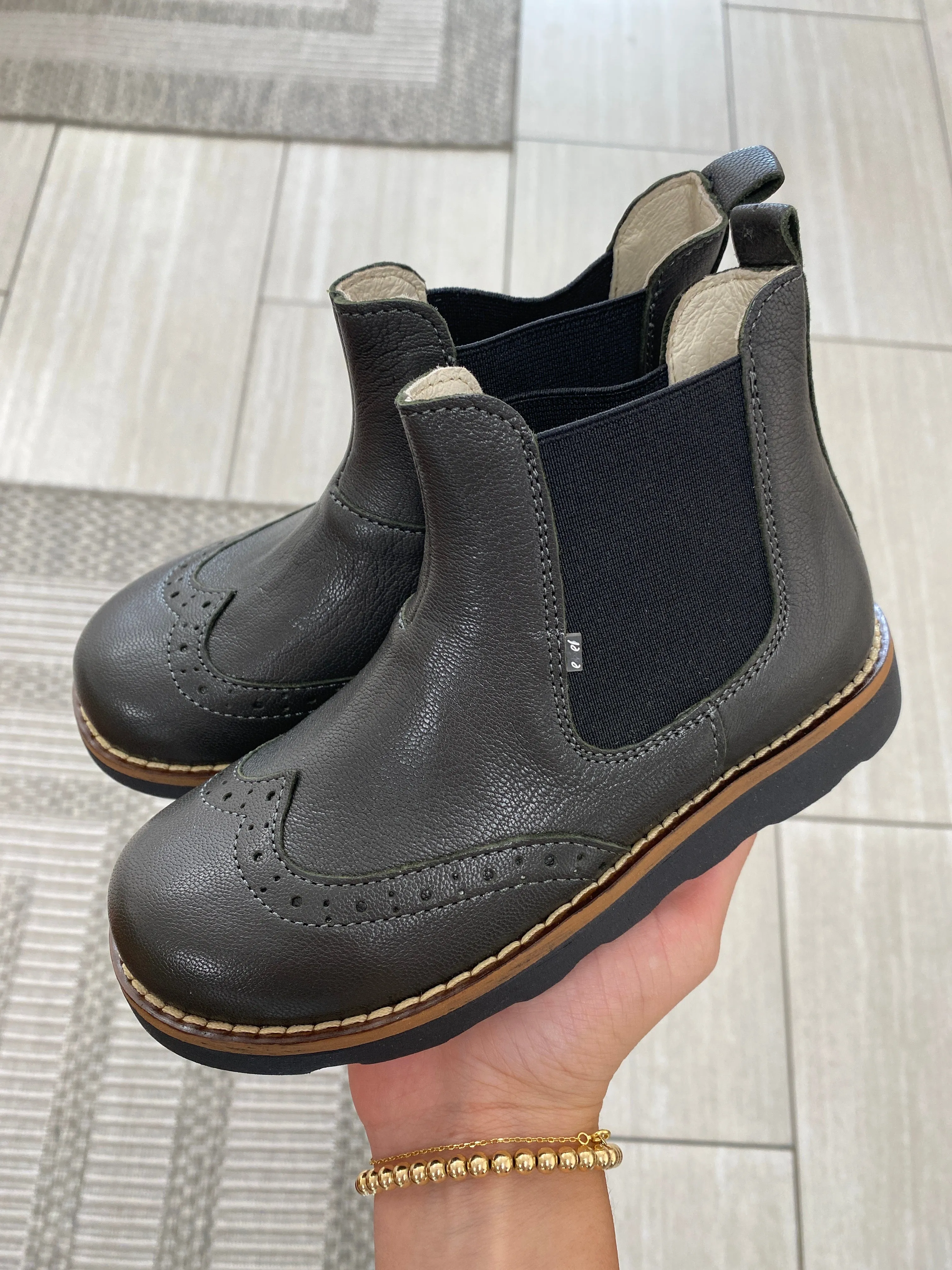 Emel Gunmetal Green Wingtip Bootie