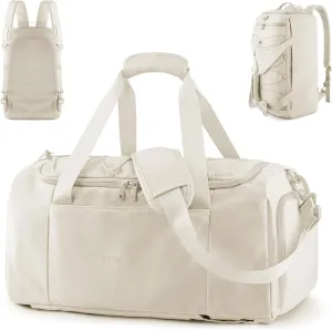 ETRONIK 3-In-1 Gym Bag for Women, 40L Travel Duffel Bag with Shoe Laptop Compartment, Carry On Weekender Bag with Wet Pocket, Workout Overnight Backpack for Gym, Travel, Weekend, Beige