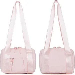 Everyday Mini Gym Bag for Women, Small Tote with Zipper Compartment & Key Ring Clip, Waterproof Travel Duffle Cute Workout Sports Carry On with Longer Shoulder Strap, Easy to Clean - Pink