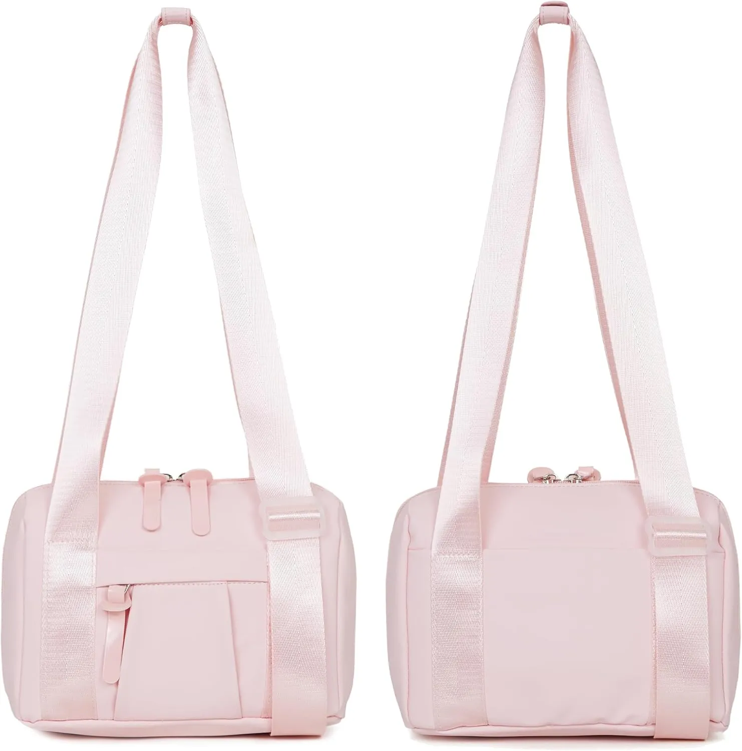 Everyday Mini Gym Bag for Women, Small Tote with Zipper Compartment & Key Ring Clip, Waterproof Travel Duffle Cute Workout Sports Carry On with Longer Shoulder Strap, Easy to Clean - Pink