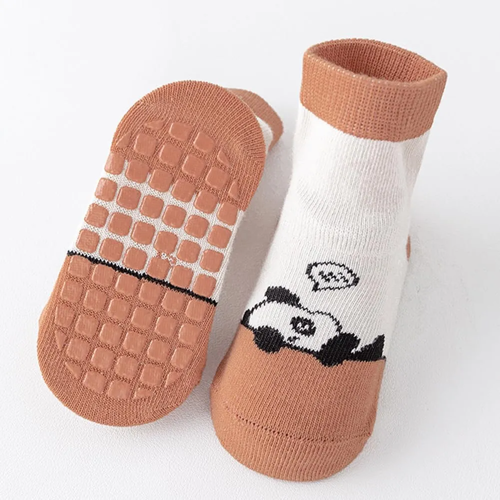 Exegawe Toddler Non Slip Socks, Cute Baby Socks with Grips Crew Socks 5 Pairs