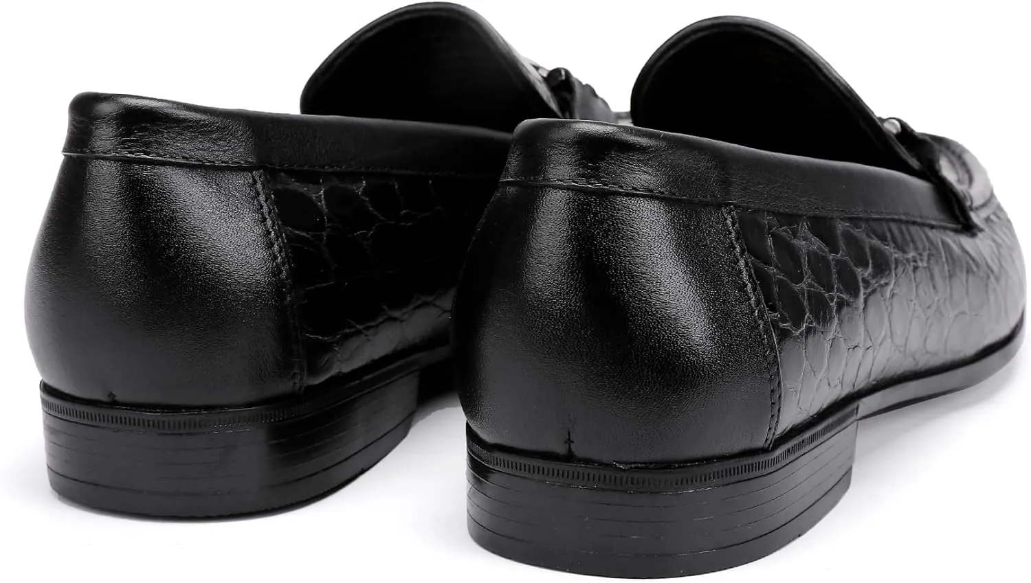Fashion Leather Dress Shoes for Men, Premium Alligator Printed Buckle Loafer Casual Party Shoes Slip on Penny Loafer for Mens