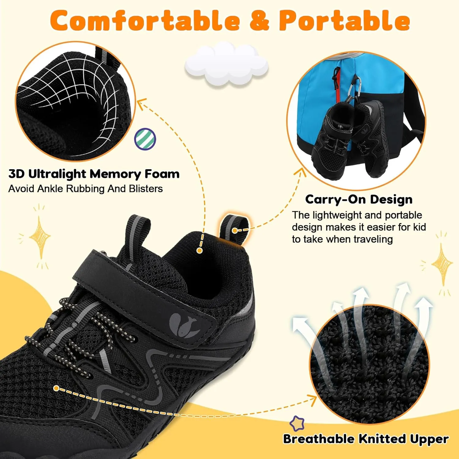FEETCITY Kids Barefoot Shoes Boys Girls Sneakers Toddler Walking Shoes Kids Hiking Shoe Lightweight Outdoor Tennis Shoe