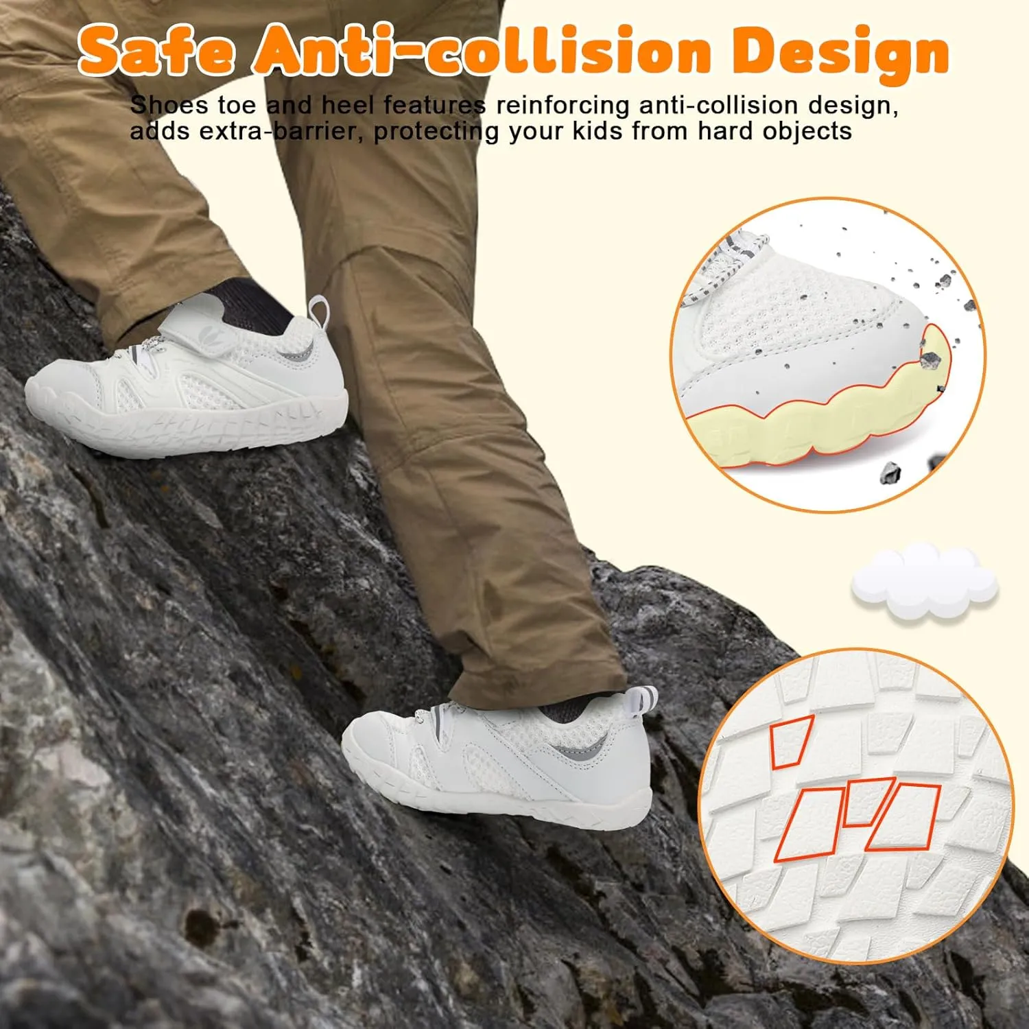FEETCITY Kids Barefoot Shoes Boys Girls Sneakers Toddler Walking Shoes Kids Hiking Shoe Lightweight Outdoor Tennis Shoe