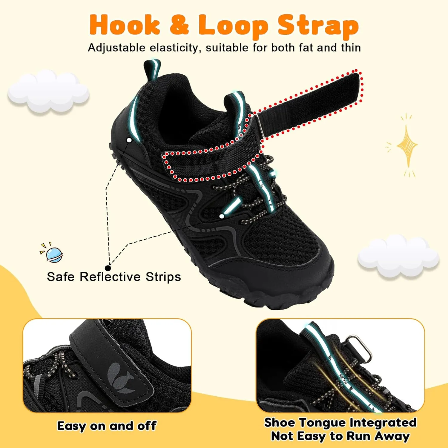 FEETCITY Kids Barefoot Shoes Boys Girls Sneakers Toddler Walking Shoes Kids Hiking Shoe Lightweight Outdoor Tennis Shoe