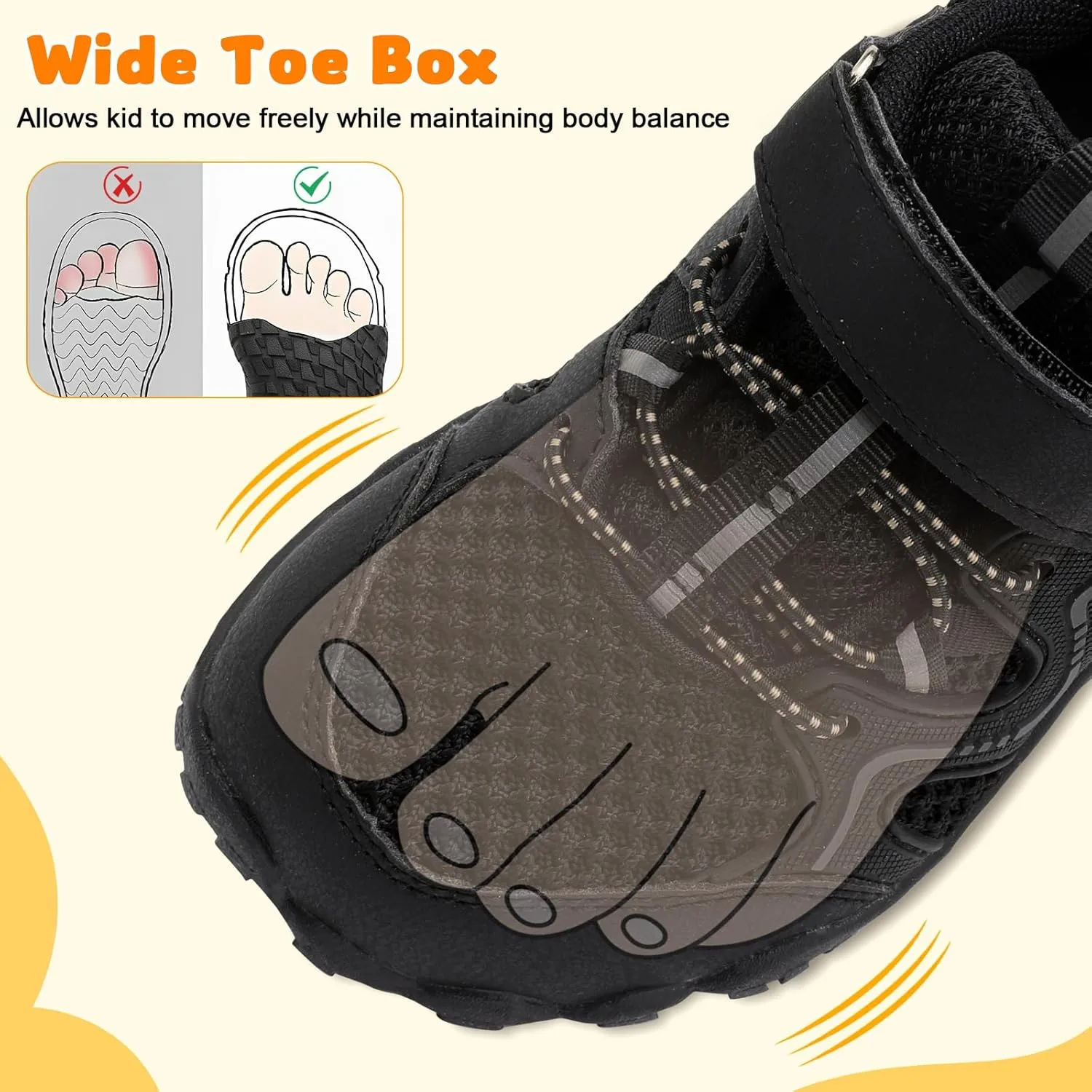 FEETCITY Kids Barefoot Shoes Boys Girls Sneakers Toddler Walking Shoes Kids Hiking Shoe Lightweight Outdoor Tennis Shoe
