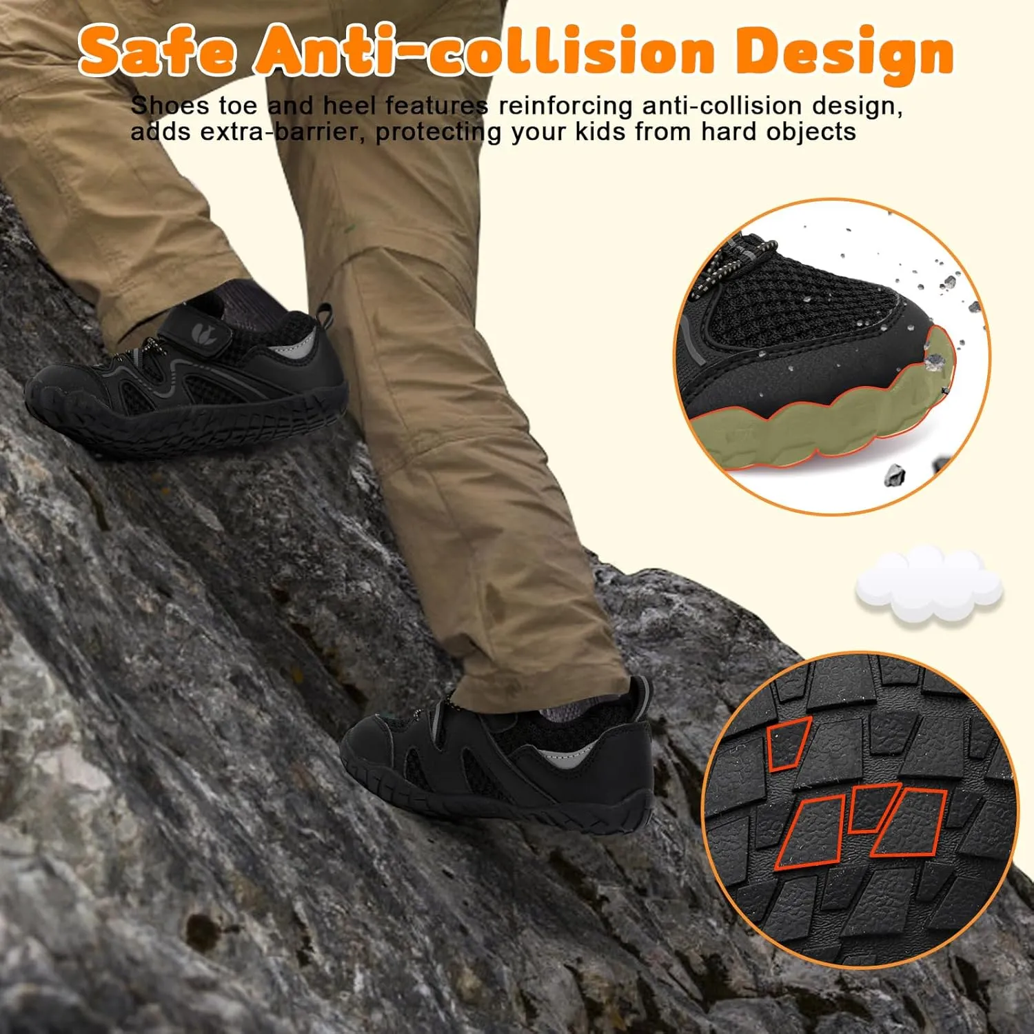 FEETCITY Kids Barefoot Shoes Boys Girls Sneakers Toddler Walking Shoes Kids Hiking Shoe Lightweight Outdoor Tennis Shoe