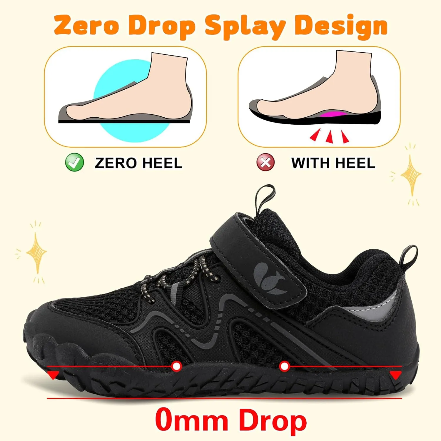 FEETCITY Kids Barefoot Shoes Boys Girls Sneakers Toddler Walking Shoes Kids Hiking Shoe Lightweight Outdoor Tennis Shoe