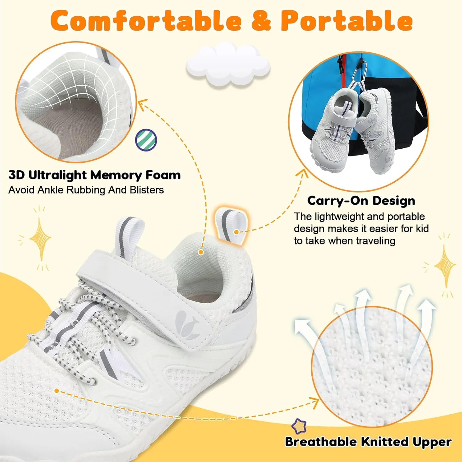 FEETCITY Kids Barefoot Shoes Boys Girls Sneakers Toddler Walking Shoes Kids Hiking Shoe Lightweight Outdoor Tennis Shoe