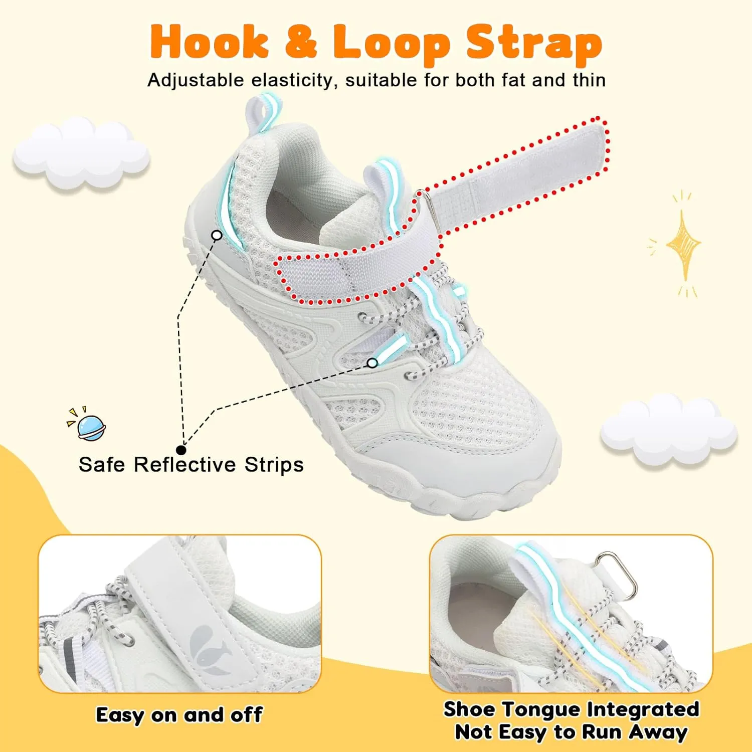 FEETCITY Kids Barefoot Shoes Boys Girls Sneakers Toddler Walking Shoes Kids Hiking Shoe Lightweight Outdoor Tennis Shoe