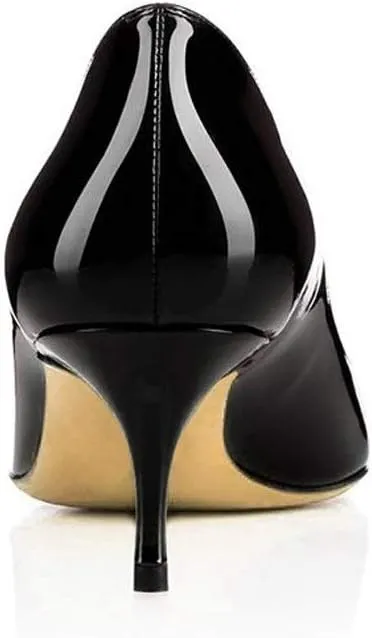 Fericzot Women's Kitten Heel Pumps,Classic Pointed Toe Slip On Low Heels Office Shoes for Evening Party Wedding Plus Size
