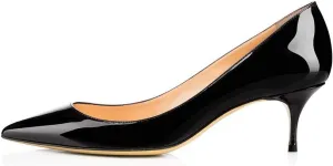 Fericzot Women's Kitten Heel Pumps,Classic Pointed Toe Slip On Low Heels Office Shoes for Evening Party Wedding Plus Size