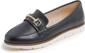 FEVERSOLE Women's Comfort Penny Loafer Geniune Leather Insole Flexible Walking Driving Shoes