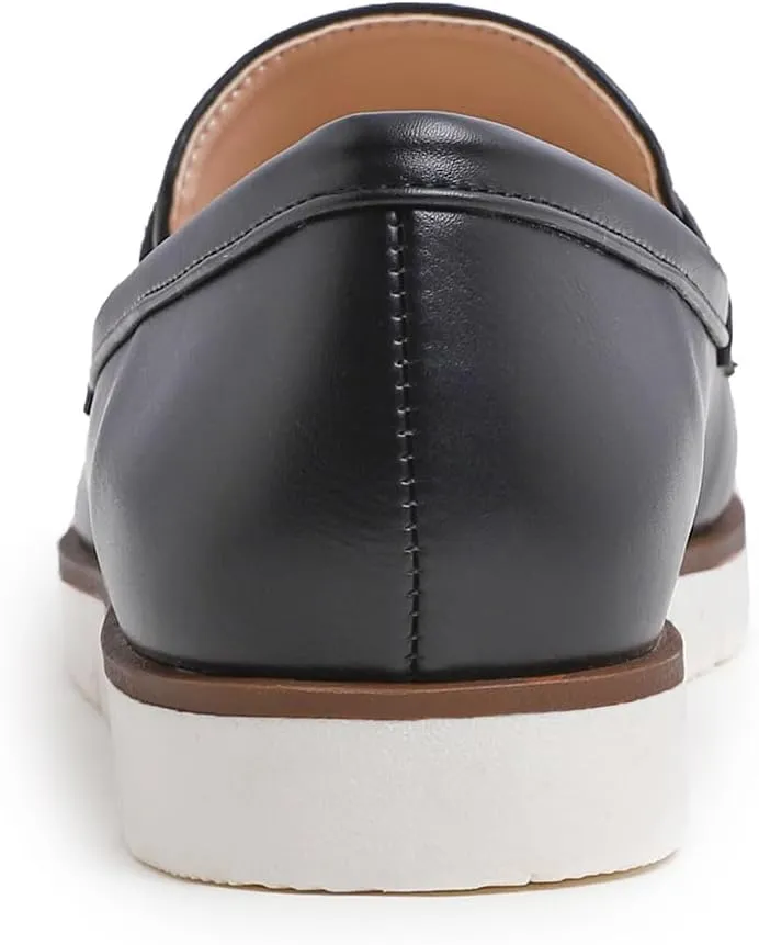 FEVERSOLE Women's Comfort Penny Loafer Geniune Leather Insole Flexible Walking Driving Shoes