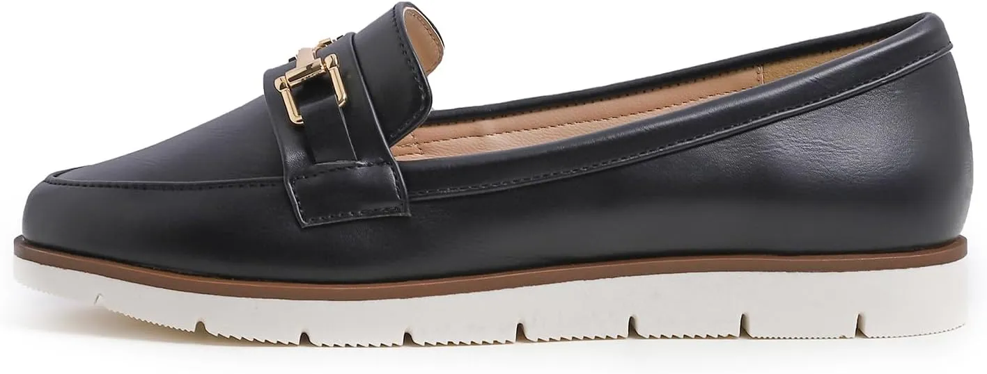 FEVERSOLE Women's Comfort Penny Loafer Geniune Leather Insole Flexible Walking Driving Shoes
