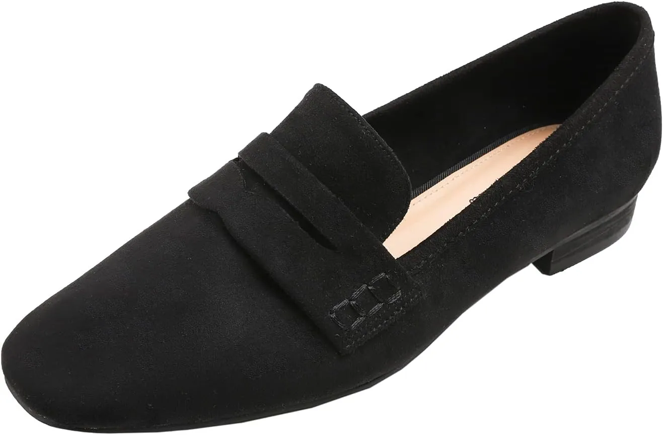 FEVERSOLE Women's Fashion Dress Comfort Low Heel Office Penny Loafer Flats